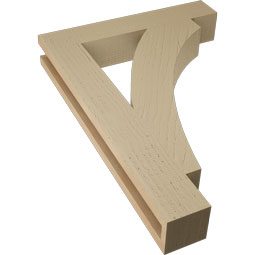 Ekena Millwork - BKTUR035X20X28THR05RCPR - Timberthane Faux Wood Thorton Style Bracket, Block Ends, 3 1/2"W x 20"D x 28"H, Primed Tan