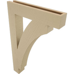 Ekena Millwork - BKTUR035X20X32THR05RCPR - Timberthane Faux Wood Thorton Style Bracket, Block Ends, 3 1/2"W x 20"D x 32"H, Primed Tan