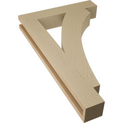 Ekena Millwork - BKTUR035X20X32THR05RCPR - Timberthane Faux Wood Thorton Style Bracket, Block Ends, 3 1/2"W x 20"D x 32"H, Primed Tan