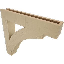 Ekena Millwork - BKTUR035X22X22THR05RCPR - Timberthane Faux Wood Thorton Style Bracket, Block Ends, 3 1/2"W x 22"D x 22"H, Primed Tan