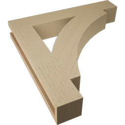 Ekena Millwork - BKTUR035X22X22THR05RCPR - Timberthane Faux Wood Thorton Style Bracket, Block Ends, 3 1/2"W x 22"D x 22"H, Primed Tan