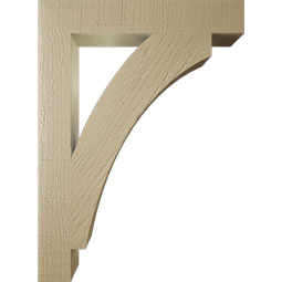 Ekena Millwork - BKTUR035X22X30THR05RCPR - Timberthane Faux Wood Thorton Style Bracket, Block Ends, 3 1/2"W x 22"D x 30"H, Primed Tan