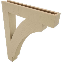 Ekena Millwork - BKTUR035X22X30THR05RCPR - Timberthane Faux Wood Thorton Style Bracket, Block Ends, 3 1/2"W x 22"D x 30"H, Primed Tan