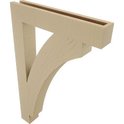 Ekena Millwork - BKTUR035X22X34THR05RCPR - Timberthane Faux Wood Thorton Style Bracket, Block Ends, 3 1/2"W x 22"D x 34"H, Primed Tan