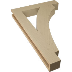 Ekena Millwork - BKTUR035X22X34THR05RCPR - Timberthane Faux Wood Thorton Style Bracket, Block Ends, 3 1/2"W x 22"D x 34"H, Primed Tan