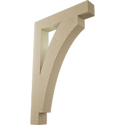 Ekena Millwork - BKTUR035X22X34THR05RCPR - Timberthane Faux Wood Thorton Style Bracket, Block Ends, 3 1/2"W x 22"D x 34"H, Primed Tan