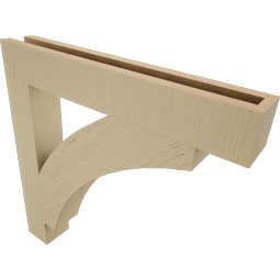 Ekena Millwork - BKTUR035X24X24THR05RCPR - Timberthane Faux Wood Thorton Style Bracket, Block Ends, 3 1/2"W x 24"D x 24"H, Primed Tan