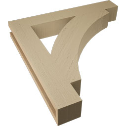 Ekena Millwork - BKTUR035X24X24THR05RCPR - Timberthane Faux Wood Thorton Style Bracket, Block Ends, 3 1/2"W x 24"D x 24"H, Primed Tan