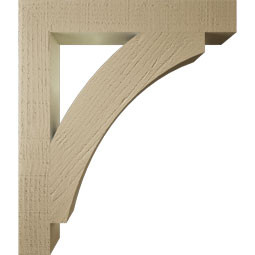 Ekena Millwork - BKTUR035X24X28THR05RCPR - Timberthane Faux Wood Thorton Style Bracket, Block Ends, 3 1/2"W x 24"D x 28"H, Primed Tan
