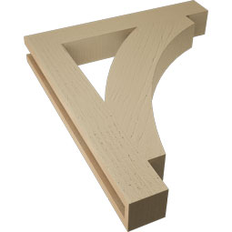 Ekena Millwork - BKTUR035X24X28THR05RCPR - Timberthane Faux Wood Thorton Style Bracket, Block Ends, 3 1/2"W x 24"D x 28"H, Primed Tan