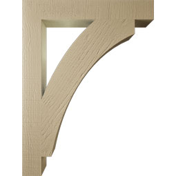 Ekena Millwork - BKTUR035X24X32THR05RCPR - Timberthane Faux Wood Thorton Style Bracket, Block Ends, 3 1/2"W x 24"D x 32"H, Primed Tan
