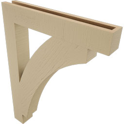 Ekena Millwork - BKTUR035X24X32THR05RCPR - Timberthane Faux Wood Thorton Style Bracket, Block Ends, 3 1/2"W x 24"D x 32"H, Primed Tan