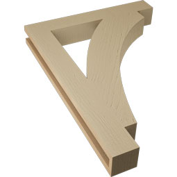 Ekena Millwork - BKTUR035X24X32THR05RCPR - Timberthane Faux Wood Thorton Style Bracket, Block Ends, 3 1/2"W x 24"D x 32"H, Primed Tan