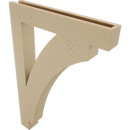 Ekena Millwork - BKTUR035X24X36THR05RCPR - Timberthane Faux Wood Thorton Style Bracket, Block Ends, 3 1/2"W x 24"D x 36"H, Primed Tan