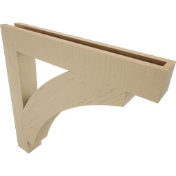 Ekena Millwork - BKTUR035X26X26THR05RCPR - Timberthane Faux Wood Thorton Style Bracket, Block Ends, 3 1/2"W x 26"D x 26"H, Primed Tan