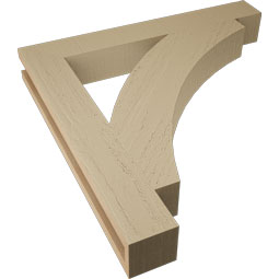 Ekena Millwork - BKTUR035X26X26THR05RCPR - Timberthane Faux Wood Thorton Style Bracket, Block Ends, 3 1/2"W x 26"D x 26"H, Primed Tan