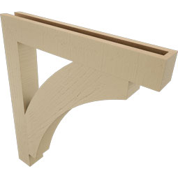 Ekena Millwork - BKTUR035X26X30THR05RCPR - Timberthane Faux Wood Thorton Style Bracket, Block Ends, 3 1/2"W x 26"D x 30"H, Primed Tan