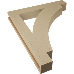 Ekena Millwork - BKTUR035X26X30THR05RCPR - Timberthane Faux Wood Thorton Style Bracket, Block Ends, 3 1/2"W x 26"D x 30"H, Primed Tan