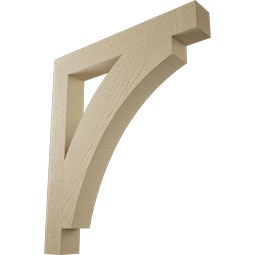 Ekena Millwork - BKTUR035X26X30THR05RCPR - Timberthane Faux Wood Thorton Style Bracket, Block Ends, 3 1/2"W x 26"D x 30"H, Primed Tan