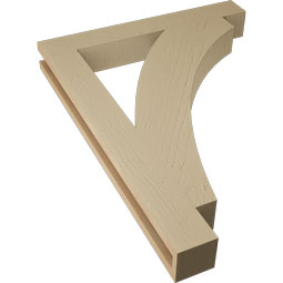 Ekena Millwork - BKTUR035X26X34THR05RCPR - Timberthane Faux Wood Thorton Style Bracket, Block Ends, 3 1/2"W x 26"D x 34"H, Primed Tan