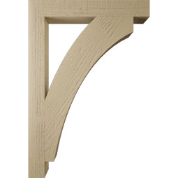 Ekena Millwork - BKTUR035X26X38THR05RCPR - Timberthane Faux Wood Thorton Style Bracket, Block Ends, 3 1/2"W x 26"D x 38"H, Primed Tan