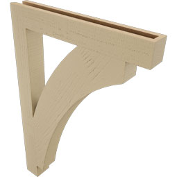 Ekena Millwork - BKTUR035X26X38THR05RCPR - Timberthane Faux Wood Thorton Style Bracket, Block Ends, 3 1/2"W x 26"D x 38"H, Primed Tan