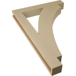 Ekena Millwork - BKTUR035X26X38THR05RCPR - Timberthane Faux Wood Thorton Style Bracket, Block Ends, 3 1/2"W x 26"D x 38"H, Primed Tan