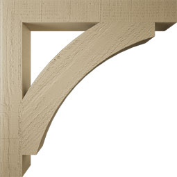 Ekena Millwork - BKTUR035X28X28THR05RCPR - Timberthane Faux Wood Thorton Style Bracket, Block Ends, 3 1/2"W x 28"D x 28"H, Primed Tan