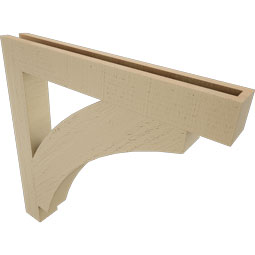 Ekena Millwork - BKTUR035X28X28THR05RCPR - Timberthane Faux Wood Thorton Style Bracket, Block Ends, 3 1/2"W x 28"D x 28"H, Primed Tan