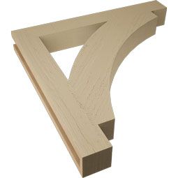 Ekena Millwork - BKTUR035X28X28THR05RCPR - Timberthane Faux Wood Thorton Style Bracket, Block Ends, 3 1/2"W x 28"D x 28"H, Primed Tan