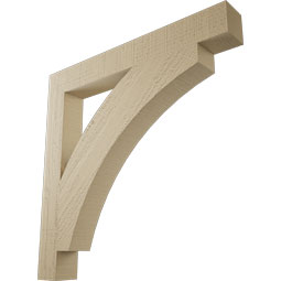 Ekena Millwork - BKTUR035X28X28THR05RCPR - Timberthane Faux Wood Thorton Style Bracket, Block Ends, 3 1/2"W x 28"D x 28"H, Primed Tan