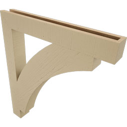 Ekena Millwork - BKTUR035X28X32THR05RCPR - Timberthane Faux Wood Thorton Style Bracket, Block Ends, 3 1/2"W x 28"D x 32"H, Primed Tan