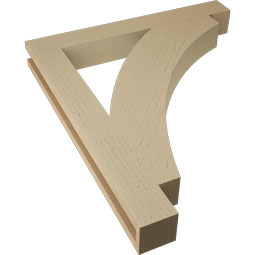 Ekena Millwork - BKTUR035X28X32THR05RCPR - Timberthane Faux Wood Thorton Style Bracket, Block Ends, 3 1/2"W x 28"D x 32"H, Primed Tan