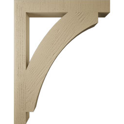 Ekena Millwork - BKTUR035X28X36THR05RCPR - Timberthane Faux Wood Thorton Style Bracket, Block Ends, 3 1/2"W x 28"D x 36"H, Primed Tan