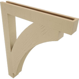Ekena Millwork - BKTUR035X28X36THR05RCPR - Timberthane Faux Wood Thorton Style Bracket, Block Ends, 3 1/2"W x 28"D x 36"H, Primed Tan