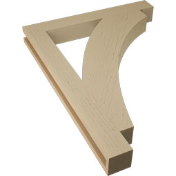 Ekena Millwork - BKTUR035X28X36THR05RCPR - Timberthane Faux Wood Thorton Style Bracket, Block Ends, 3 1/2"W x 28"D x 36"H, Primed Tan