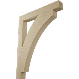 Ekena Millwork - BKTUR035X28X36THR05RCPR - Timberthane Faux Wood Thorton Style Bracket, Block Ends, 3 1/2"W x 28"D x 36"H, Primed Tan
