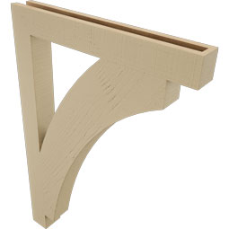 Ekena Millwork - BKTUR035X28X40THR05RCPR - Timberthane Faux Wood Thorton Style Bracket, Block Ends, 3 1/2"W x 28"D x 40"H, Primed Tan