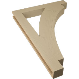 Ekena Millwork - BKTUR035X28X40THR05RCPR - Timberthane Faux Wood Thorton Style Bracket, Block Ends, 3 1/2"W x 28"D x 40"H, Primed Tan