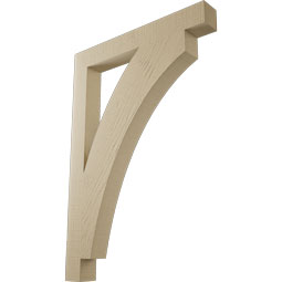 Ekena Millwork - BKTUR035X28X40THR05RCPR - Timberthane Faux Wood Thorton Style Bracket, Block Ends, 3 1/2"W x 28"D x 40"H, Primed Tan
