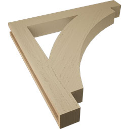 Ekena Millwork - BKTUR035X30X30THR05RCPR - Timberthane Faux Wood Thorton Style Bracket, Block Ends, 3 1/2"W x 30"D x 30"H, Primed Tan