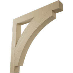 Ekena Millwork - BKTUR035X30X30THR05RCPR - Timberthane Faux Wood Thorton Style Bracket, Block Ends, 3 1/2"W x 30"D x 30"H, Primed Tan