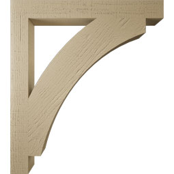 Ekena Millwork - BKTUR035X30X34THR05RCPR - Timberthane Faux Wood Thorton Style Bracket, Block Ends, 3 1/2"W x 30"D x 34"H, Primed Tan