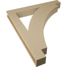 Ekena Millwork - BKTUR035X30X34THR05RCPR - Timberthane Faux Wood Thorton Style Bracket, Block Ends, 3 1/2"W x 30"D x 34"H, Primed Tan
