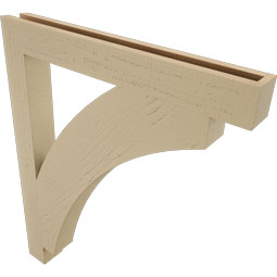 Ekena Millwork - BKTUR035X30X36THR05RCPR - Timberthane Faux Wood Thorton Style Bracket, Block Ends, 3 1/2"W x 30"D x 36"H, Primed Tan