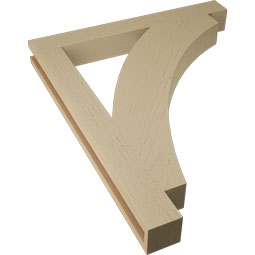 Ekena Millwork - BKTUR035X30X36THR05RCPR - Timberthane Faux Wood Thorton Style Bracket, Block Ends, 3 1/2"W x 30"D x 36"H, Primed Tan