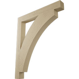 Ekena Millwork - BKTUR035X30X36THR05RCPR - Timberthane Faux Wood Thorton Style Bracket, Block Ends, 3 1/2"W x 30"D x 36"H, Primed Tan