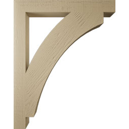 Ekena Millwork - BKTUR035X30X38THR05RCPR - Timberthane Faux Wood Thorton Style Bracket, Block Ends, 3 1/2"W x 30"D x 38"H, Primed Tan