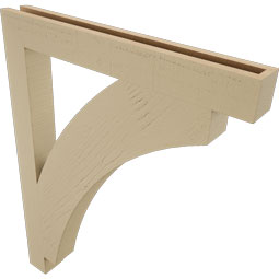 Ekena Millwork - BKTUR035X30X38THR05RCPR - Timberthane Faux Wood Thorton Style Bracket, Block Ends, 3 1/2"W x 30"D x 38"H, Primed Tan