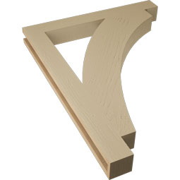 Ekena Millwork - BKTUR035X30X38THR05RCPR - Timberthane Faux Wood Thorton Style Bracket, Block Ends, 3 1/2"W x 30"D x 38"H, Primed Tan
